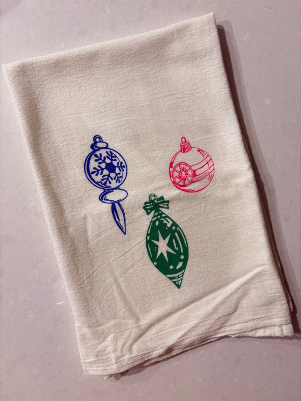 Cream Holiday Ornament Kitchen Towel